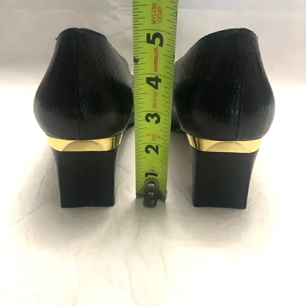 J.Renee womens black patent crock pattern shoes size 11M